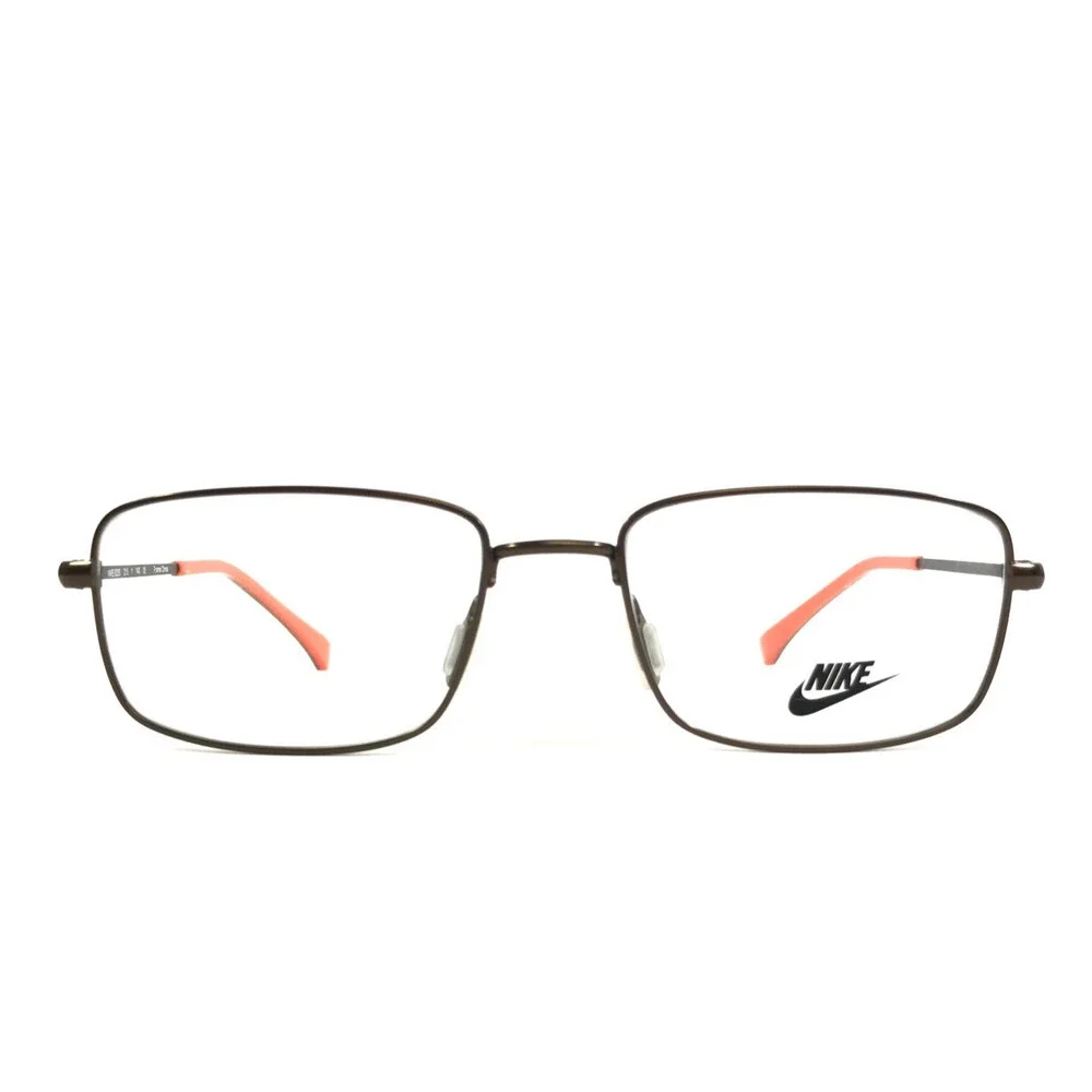 Nike Eyeglasses Frames 8205 215 Brown Bronze Orange Rectangle Wire Rim 52-17-140